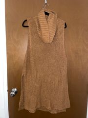 Brown Turtleneck Knit Sweater Vest