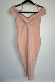 NWT Nookie Revolve Athena Off Shoulder Midi Dress Blush Pink Size Small