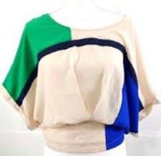 Willow and Clay  Green, Blue & Cream color block shirt Size Small