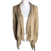 Charming Charlie Asymmetrical Fringe Open Front Cardigan