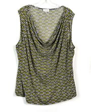 Womens Geometric Pattern Sleeveless Drape Neck No-Iron Slinky Knit Top 3X