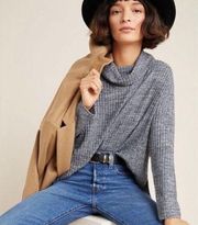✨ Anthropologie Maeve Gray Ribbed Cowl Neck Sweater Small