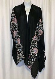 black embroidered floral shawl (wrp2018-blk) new one size