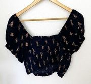 Xhilaration Blue Floral Crop Top XXL