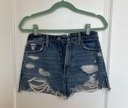 Abercrombie & Fitch Abercrombie high-waisted blue denim shorts, 26, good quality, good condition!