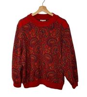 Alfred Dunner Vintage Red Paisley Grandma Sweater Plus Size 22