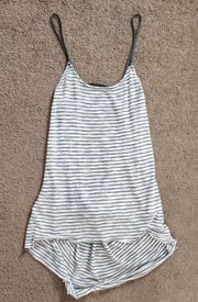 White/Black Striped Open Back Tank Top, Women's S