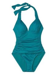 RALPH LAUREN Beach Club Solids Halter One-Piece Emerald Size 6 NWT