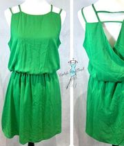 Green double strappy surplice back dress size medium