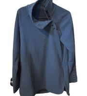 J. McLaughlin Blue Asymmetrical Gold Button Neck Size XS Fleece Pullover.