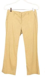THEORY Khaki Sugar Pants Cropped Linen Blend Wide Leg Pockets Women's Size 4