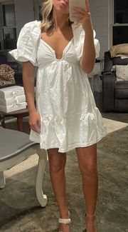 White Puff Sleeve Dress