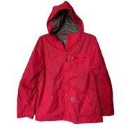 Carhartt Womens Rockford Windbreaker Hooded Raincoat Jacket Size Coral Small