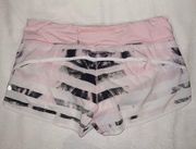 Lululemon Speed Up 2.5 Inch Shorts Size 10 Black and Pink Palm Tree Print