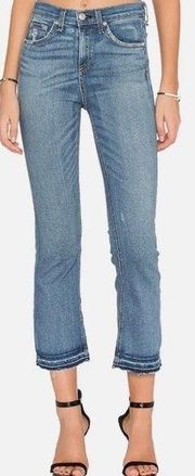 Rag & Bone Medium Wash High Rise Crop Raw Hem Distressed Jeans Size 28