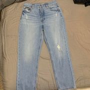Maurices Light Wash High Waisted Straight Tapered Leg Jeans