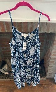 NWT LOFT Y2K Speghetti Strap Shift Floral Blue Dress Early 90’s Style vibe Large