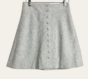 Gray Wool High-Waist A-Line Mini Skirt Size 2