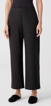 Eileen Fisher Wool Textured Straight Leg Pants in Dark Charcoal sz M