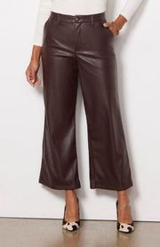 NWOT Kut from the kloth Aubrielle Wide Leg faux leather Trouser chocolate 6