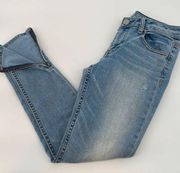 American Eagle  Womens Jegging Ankle Super Stretch Distressed Zip Hem Blue Size 8