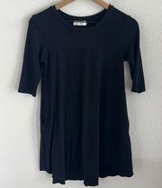 Fighting Eel Ava Sky Black Half Sleeve Mini Dress Tunic Small