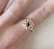 NWOT  gold toned cubic zicronia ring with emerald green CZ stone