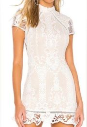 Lace heart fitted open back dress, XS