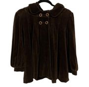 Vintage Y2K Juicy Couture Women's Brown Velour Hooded Cape Cardigan Size Large