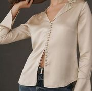 REFORMATION Jeremiah Silk Top in Almond XS