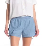 Pull On Side Tie Chambray Shorts Blue XL