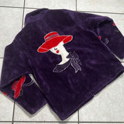 Black Mountain Outdoor Heavy Fleece Jacket Vintage‎ Purple Chic Red Hat Society