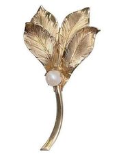 12K GF PPC Four Leaves with Pearl Pin Brooch