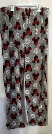 Disney Fleece Pajama Pants Checked Mickey Ears Gray Size XL