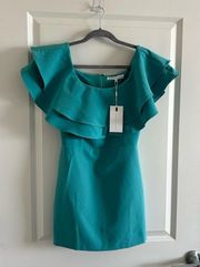 - ENDLESS Love Ruffle Off The Shoulder Mini Dress Size xs Teal