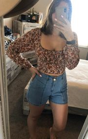 Long Sleeve Floral Corset Top