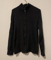 Eddie Bauer Women’s Zip Up Dark Gray Ribbed Sweater Jacket