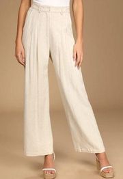 Never Miss Beige High-Waisted Wide-Leg Pleated Trouser Pants