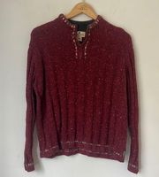 Vintage WOOLRICH womens Wool Ruby Heather 1/4 Zip Pullover Sweater Sz XL ♣️