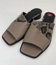 M.Gemi Ilaria Sandals Sz 36.5/6.5 Gray Snake Leather Slides Shoes