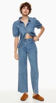 Aritzia High Rise Wide Leg Jean in Ocean Medium Blue Size 0 XS