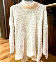 Wonderly  Oversized Cream Mock Neck Sweater Roomy Womens Large