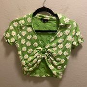 Delia*s x Dolls Kill Green Used To Know Ya Daisy Print O-Ring Crop Top Size M