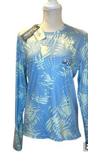 Salt Life Blue and Green Long Sleeve Rash Guard SLX UVAPOR in Size Large