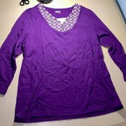 NWOT Purple 3/4 Sleeve Floral Blouse