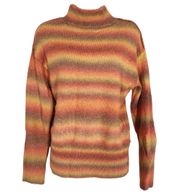 Beachlunchlounge Orange Yellow Brown Striped turtleneck Angora 

sweater Large