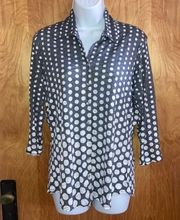 Gray Polka Dot Tango Mango Snap Button Down Shirt - Size Small