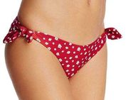 MINKPINK Womens Floral Hipster Swim Bottom Side Tie Red Large NWT