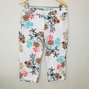 St Johns Bay Tropical Print Capri Pants Size 14