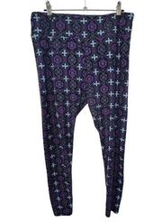 LuLa Roe Purple Geometric Patterned Leggings